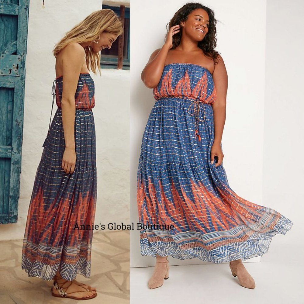 RARE NWT ANTHROPOLOGIE Nora Tasseled Maxi Dress - Picture 14 of 14